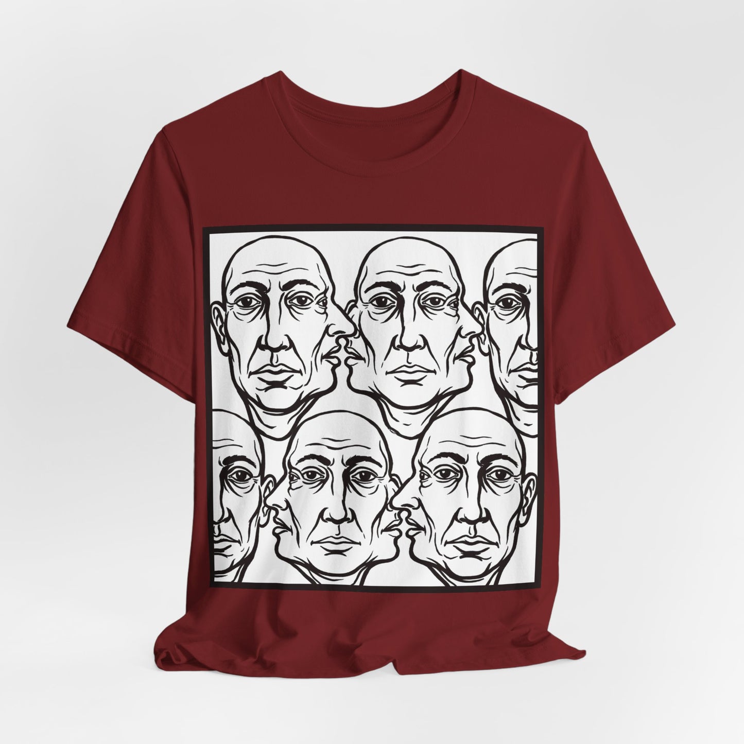 HotGossip - Version 2 - Monochrome Repeating Faces Tee – Abstract Expressionist Portrait T-Shirt