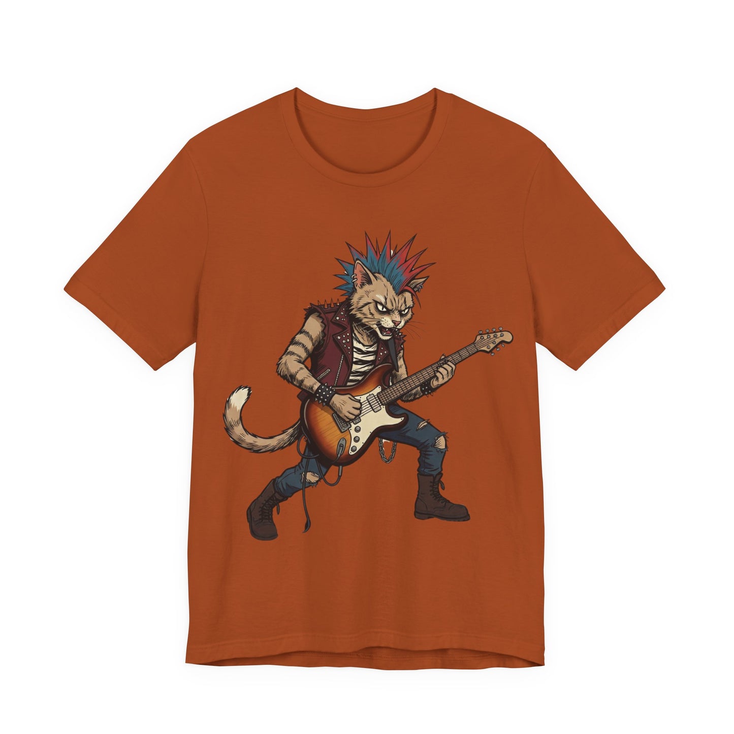 PunkCat - Punk Rock Cat Guitar T-Shirt