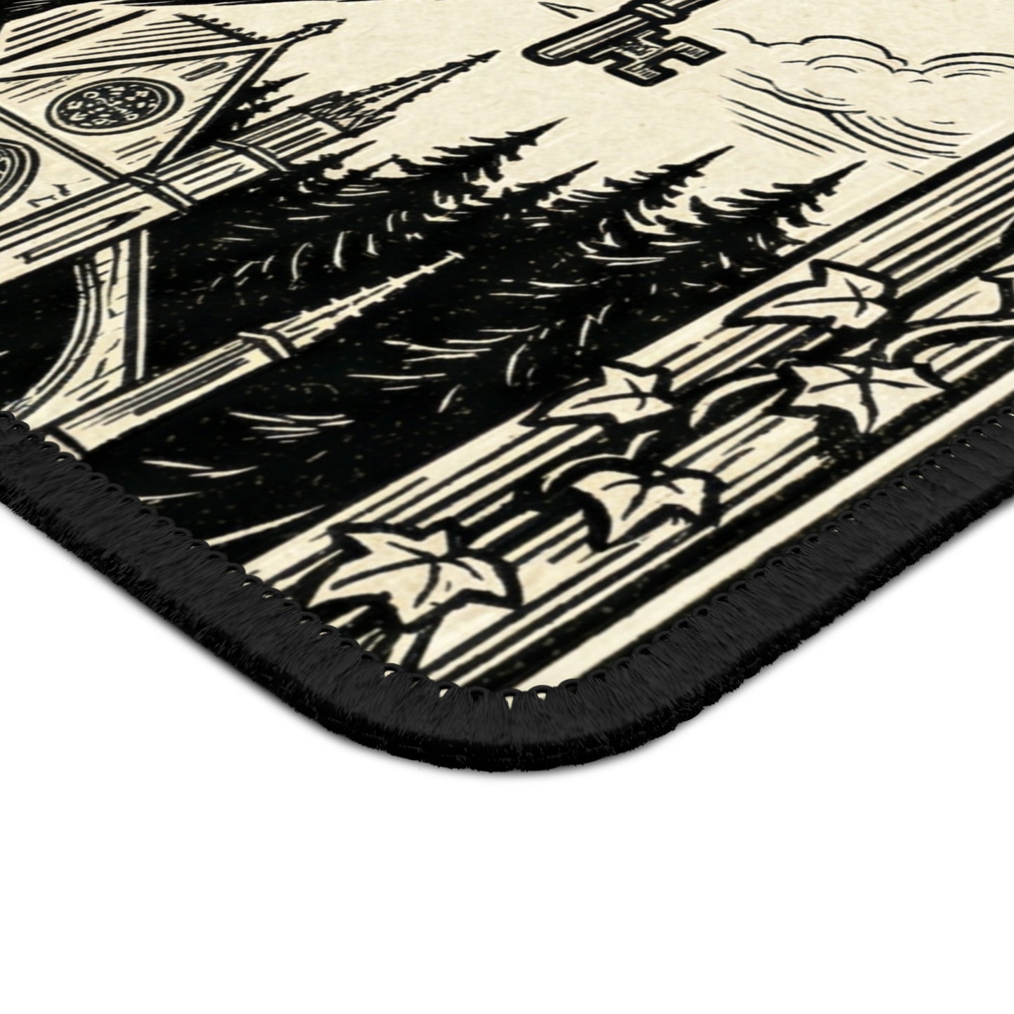 DarkArts - Raven 1 - Raven & Key Mouse Pad — Gothic Cathedral Gaming Desk Mat
