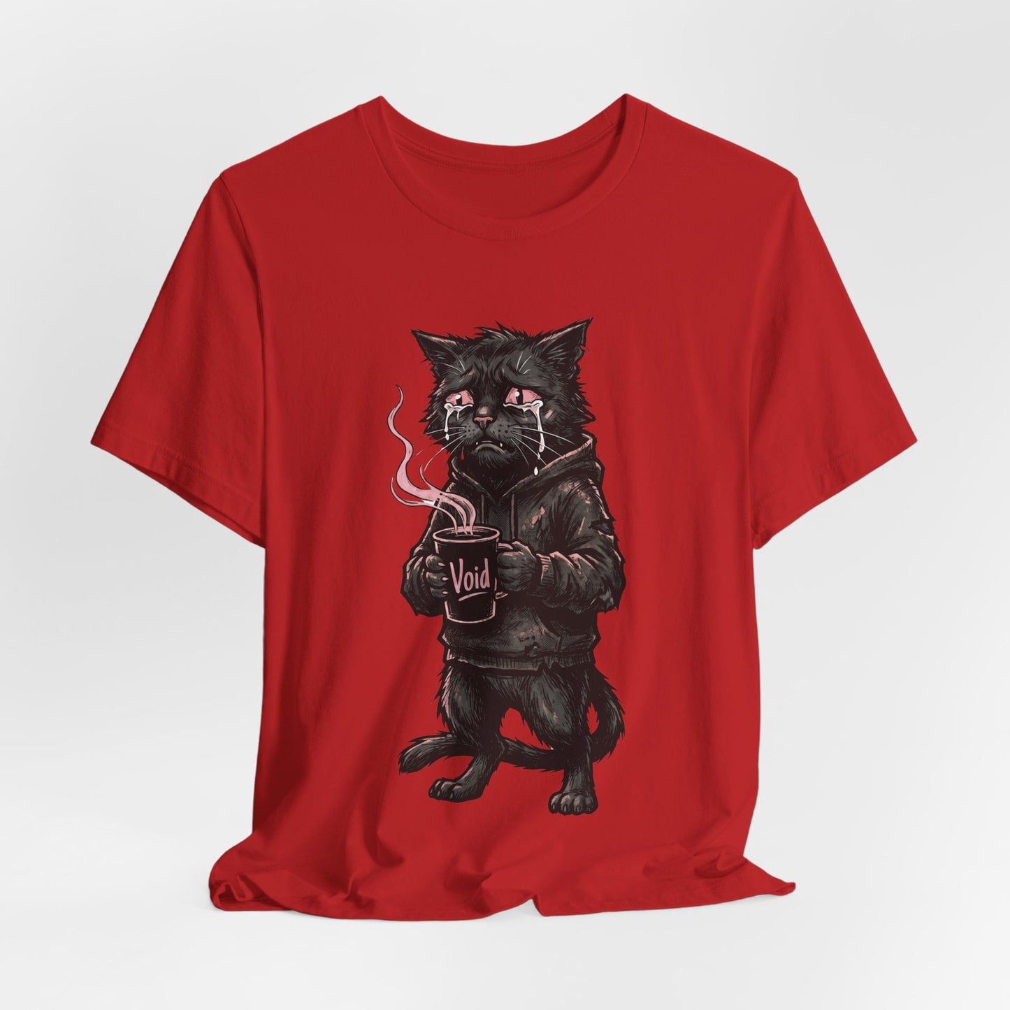 VOID - The Dark Void Cat T‑Shirt — Gothic Coffee Black Cat Illustration Tee