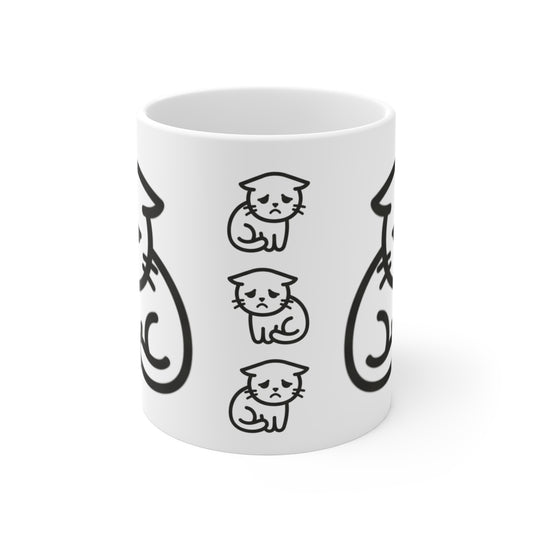 VOID - Sad Cat Coffee Mug — Cute Minimalist Black & White Kitty 11oz