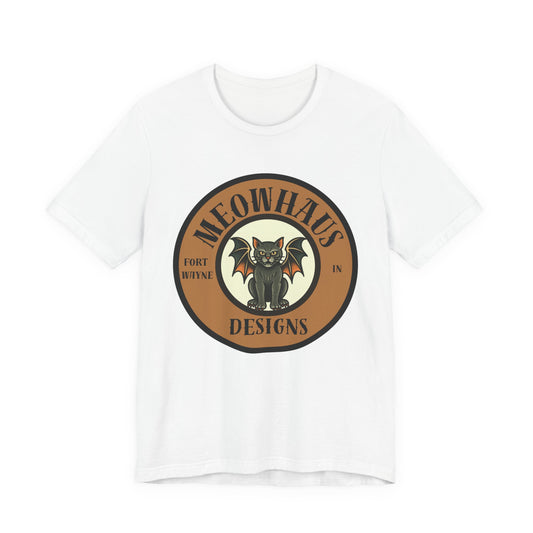 Meowhaus Designs Cat Circle Logo T-Shirt - Vintage Tattoo Cat-Bat Design