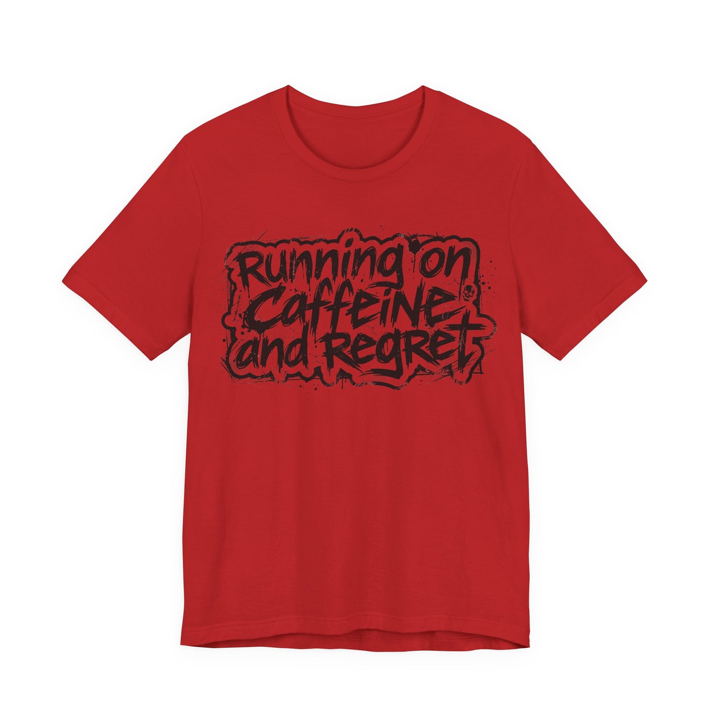VOID - Running on Caffeine and Regret T-Shirt Version 2 (Horizontal) - Coffee Cat Dark Humor Tee
