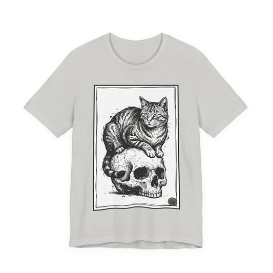 DarkArts Collection - Cat & Skull 2 T‑Shirt — Gothic Cat Skull Graphic Tee