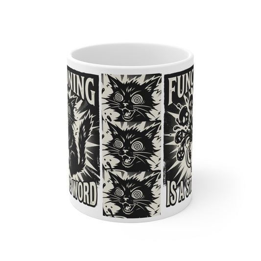 VOID - Functioning Is a Strong Word Coffee Mug — Black Goth Cat 11oz