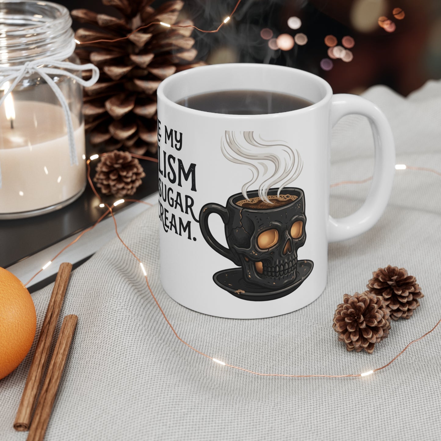 VOID - Nihilism Coffee Mug 11oz – "I Like My Nihilism With Sugar and Cream" Skull Cup