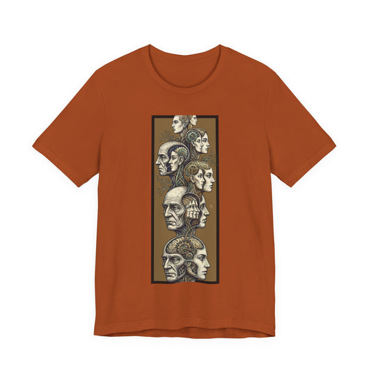 Family of Thought - Gold - Anatomical Heads Vertical Collage T-Shirt