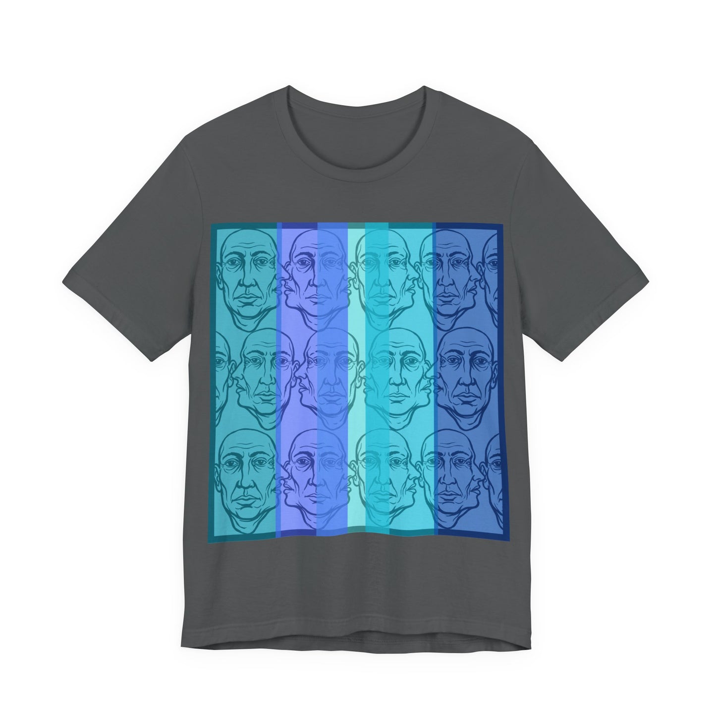 HotGossip - Blue - Pop Art Faces Tee — Blue Gradient Repeated Portrait Graphic T-Shirt