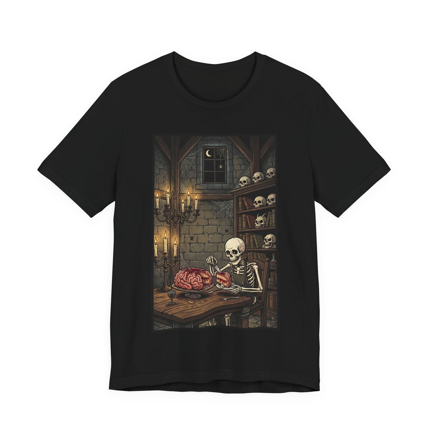 Sweet Treat - Skeleton T‑Shirt — Gothic Skull Brain-Cake Lobotomy Tee (Halloween, Horror Fans)