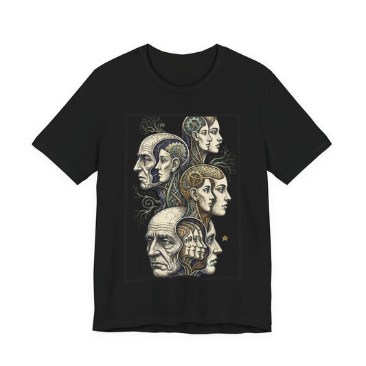 Family of Thought - Crop - Evolution of Minds T-Shirt — Surreal Human Faces Art Tee