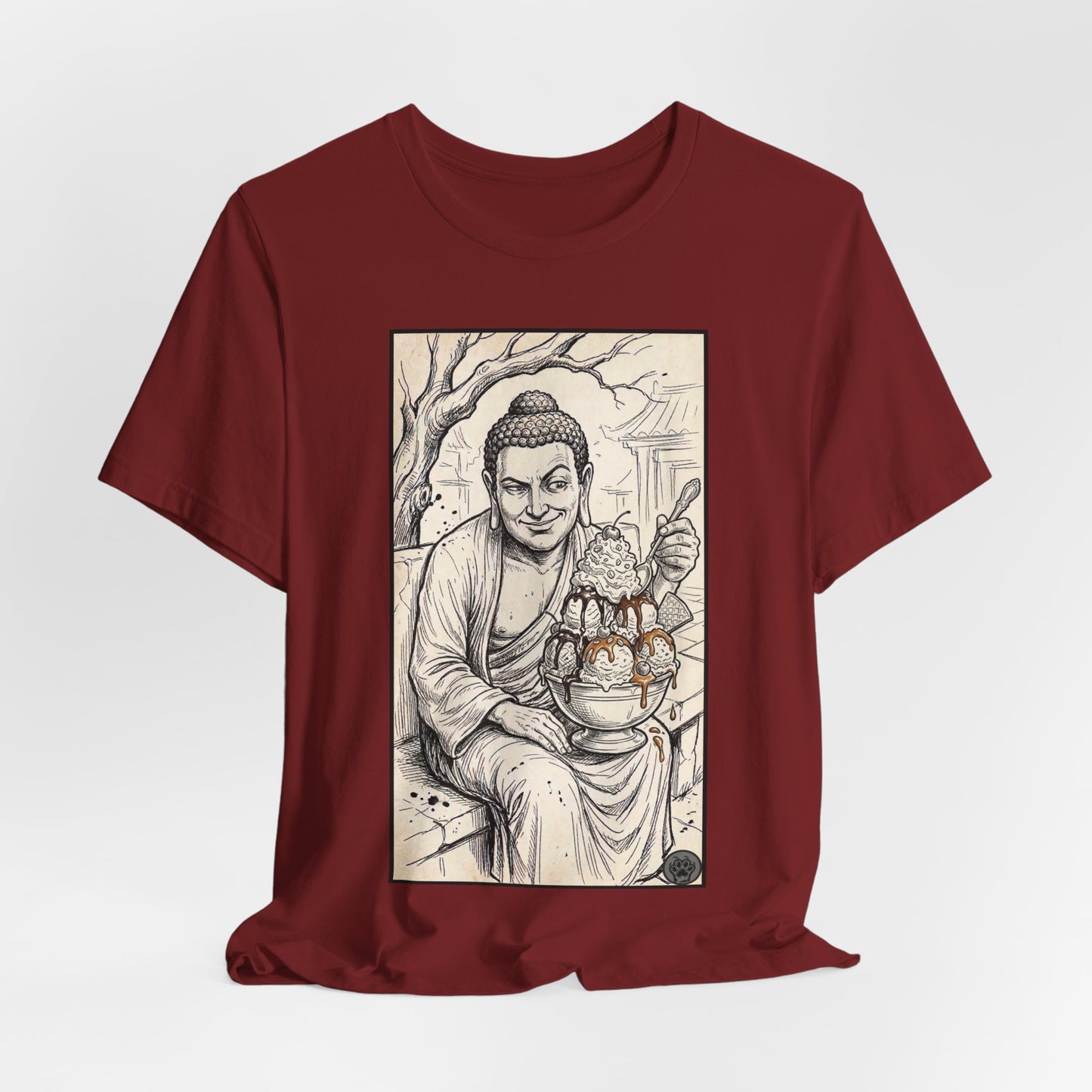 Bad Buddha Sundae Sketch Tee — Religious Humor Buddha Graphic T-Shirt