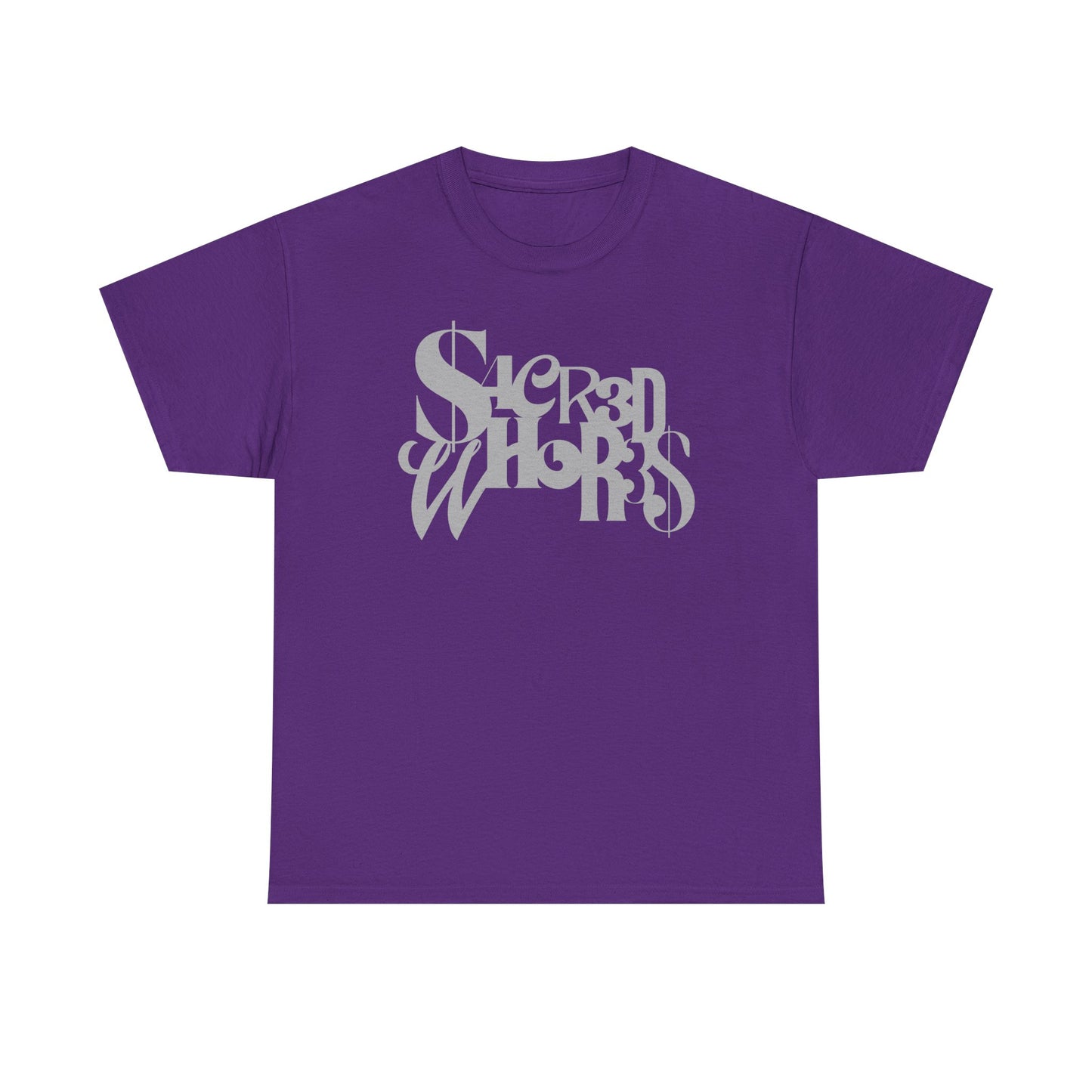 Sacred Whores - Mixed Fonts Graphic Tee — Gothic Script Black T-Shirt