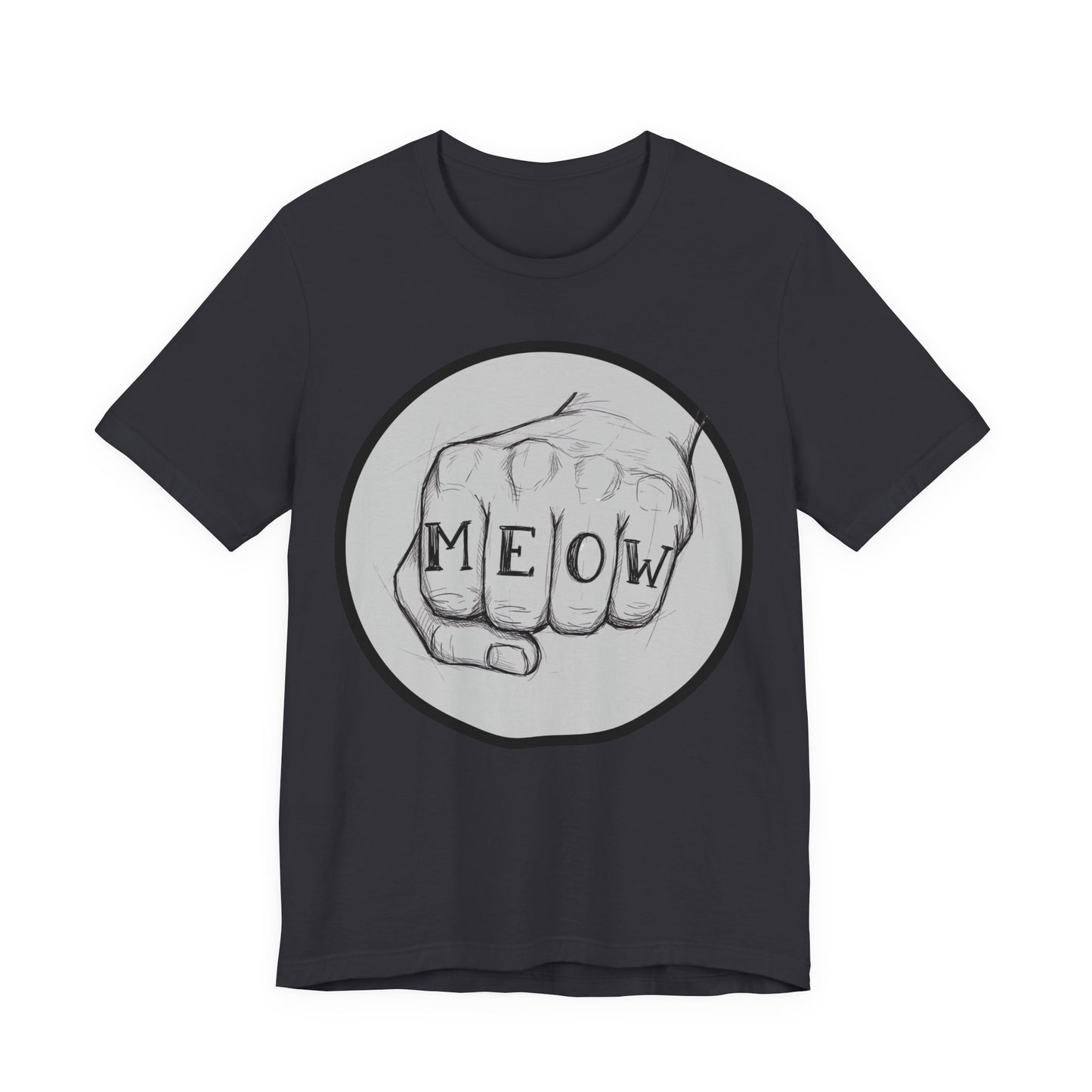 Meow Knuckle Tattoo Tee — Cat Lover Graphic T‑Shirt