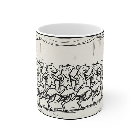 The Show Must Go On - 11oz Mug Ambi Handle - Dancing Rats Ceramic Mug — Cute and Funny