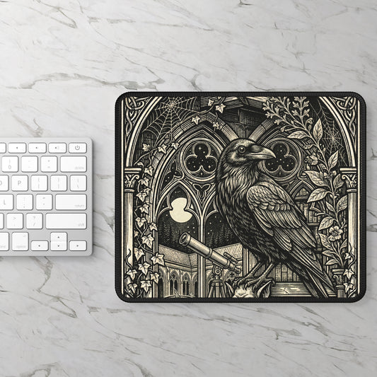 DarkArts - Raven 2 - Raven Gothic Gaming Mouse Pad — Intricate Vintage Corvid Design