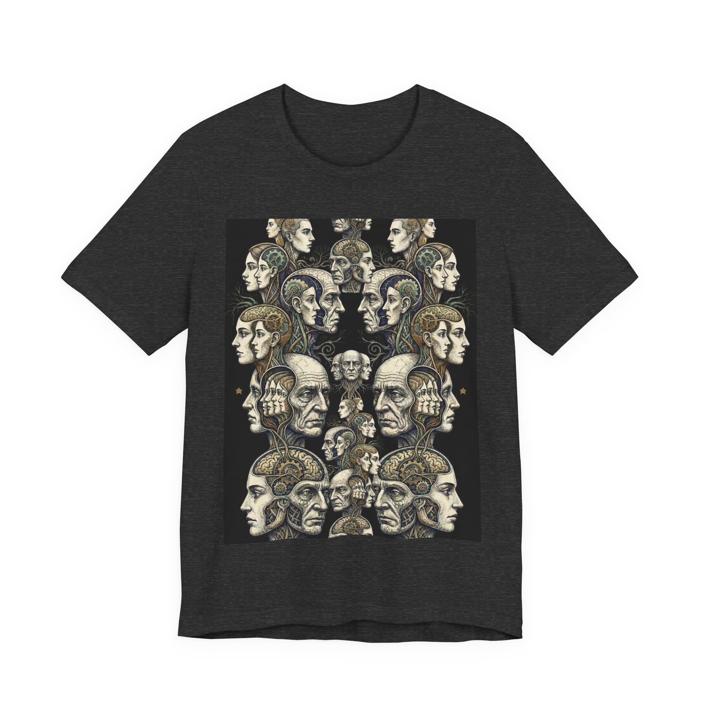 Family Of Thought - "All At Once" - Anatomical Heads Collage T-Shirt — Vintage Phrenology Art Tee
