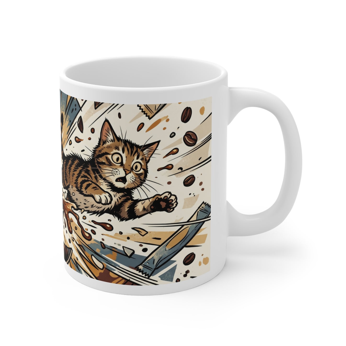 VOID - Exploding Coffee Mug with Cat Splash – 11oz Ceramic Coffee Cup