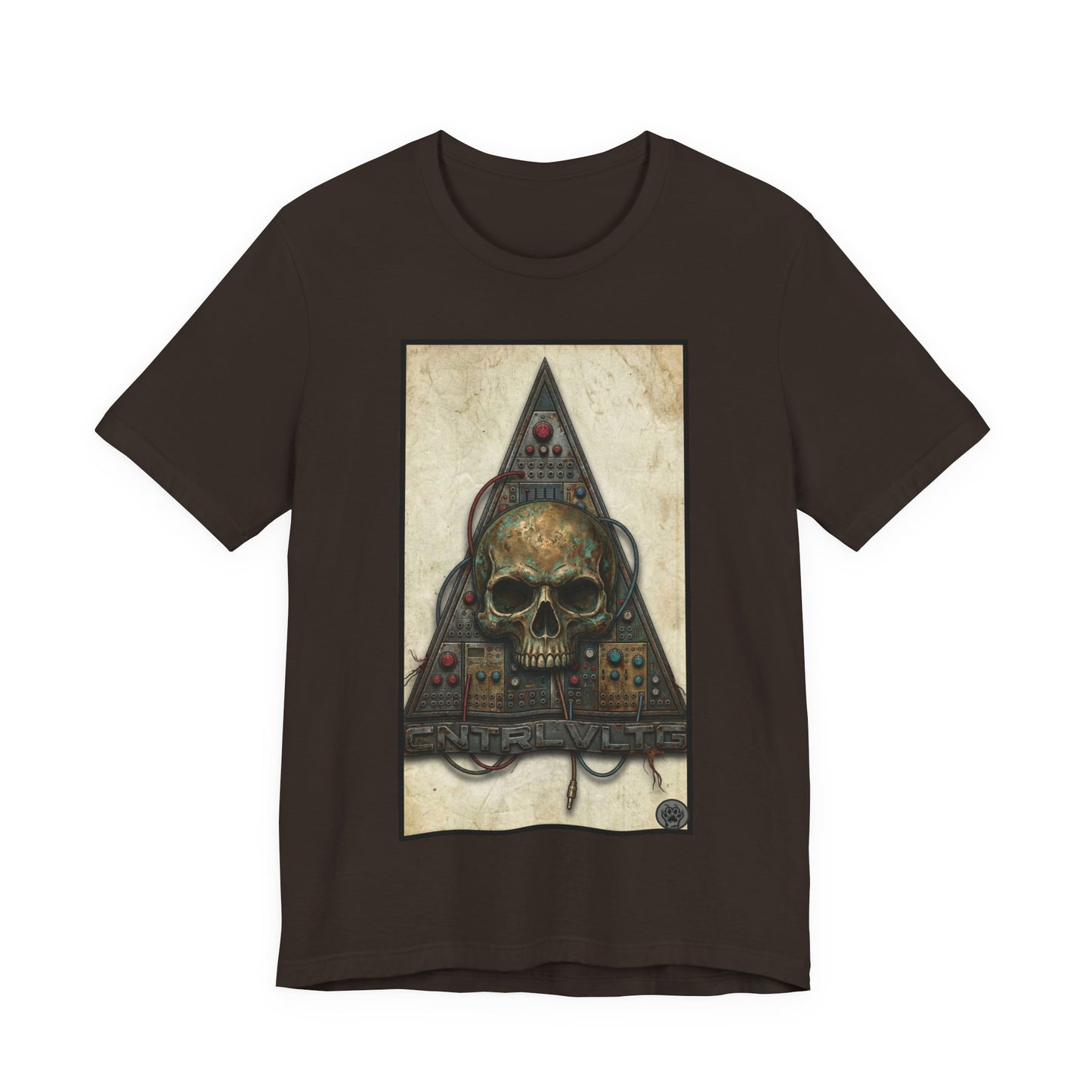 CV - Control Voltage - Ancient Skull Modular Analog Synth Tee — Retro Electronic Skull Graphic T-Shirt
