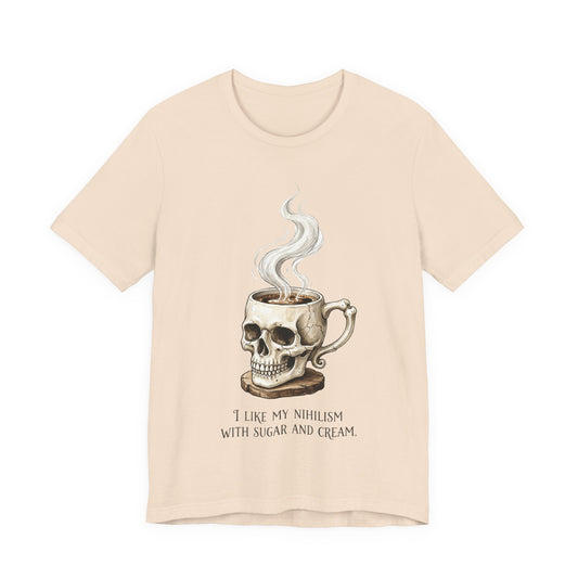 VOID - Tattoo Skull Coffee Tee — "I Like My Nihilism With Sugar and Cream" Graphic T-Shirt