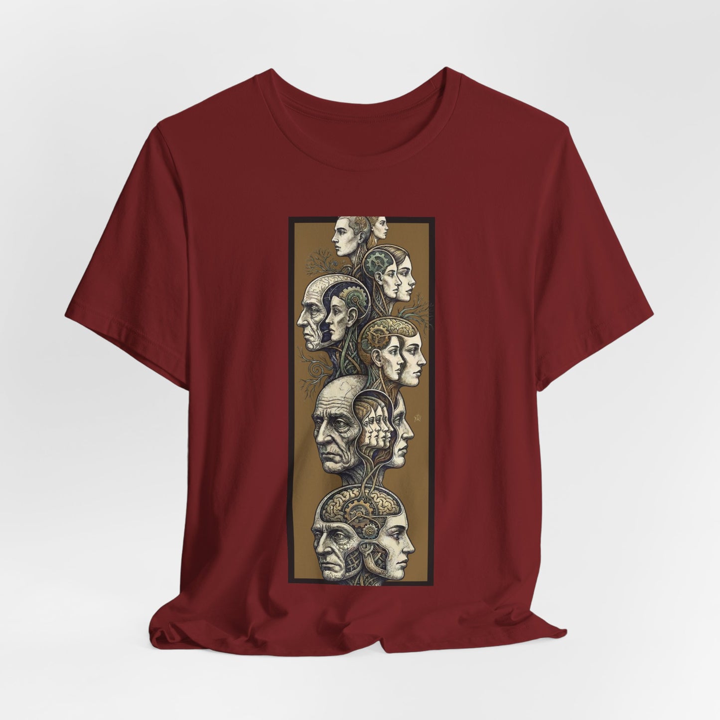 Family of Thought - Gold - Anatomical Heads Vertical Collage T-Shirt