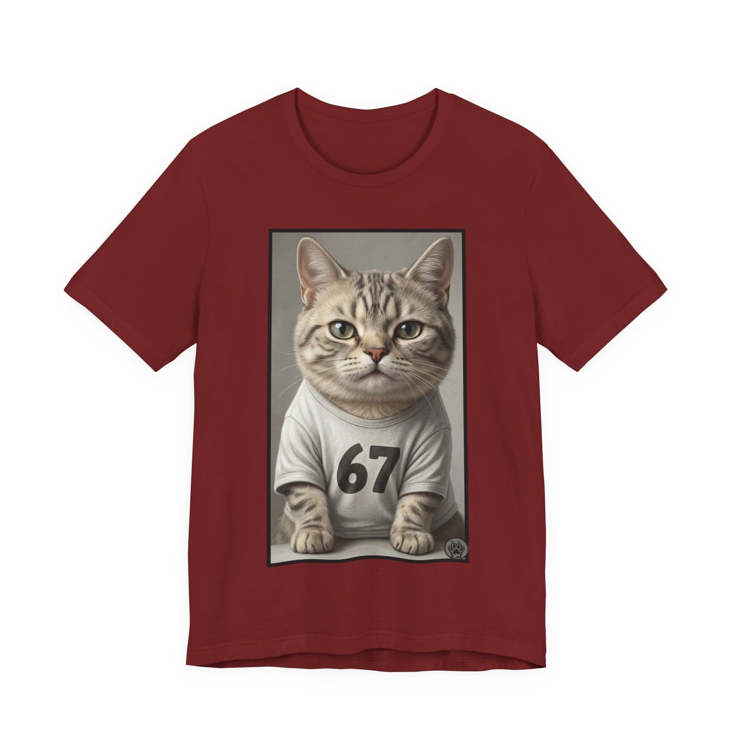67 Meme - New Variation! - Cat Jersey T‑Shirt — Cute Kitten Portrait with Number 67