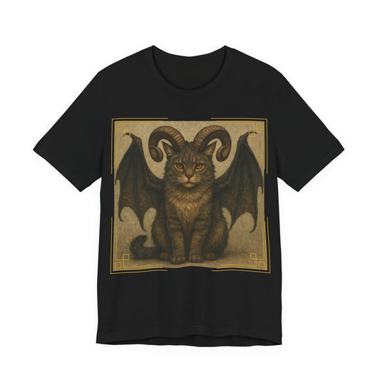 Folklore - Gothic Demon Cat T-Shirt — Horned Winged Feline Graphic Tee