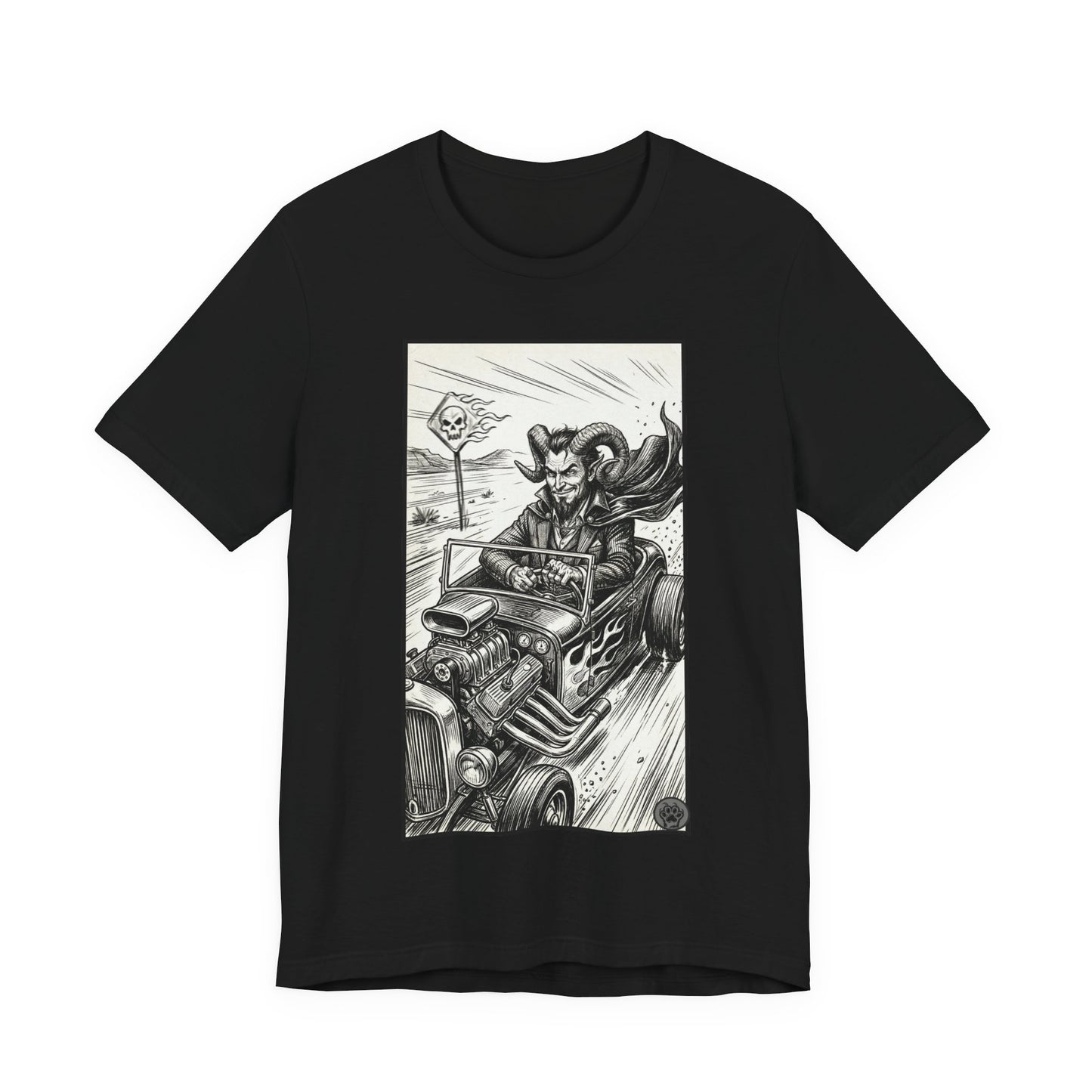 BLZB - Hot Rod Devil Driving T‑Shirt — Vintage Gothic Car Illustration Tee