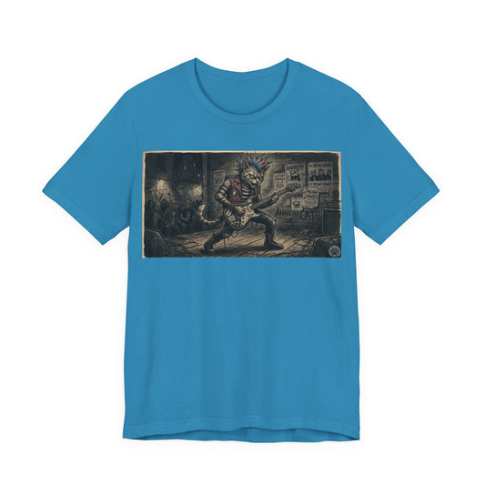 PunkCat At The Club - Punk Rock T‑Shirt — Punk Cat Guitarist Design