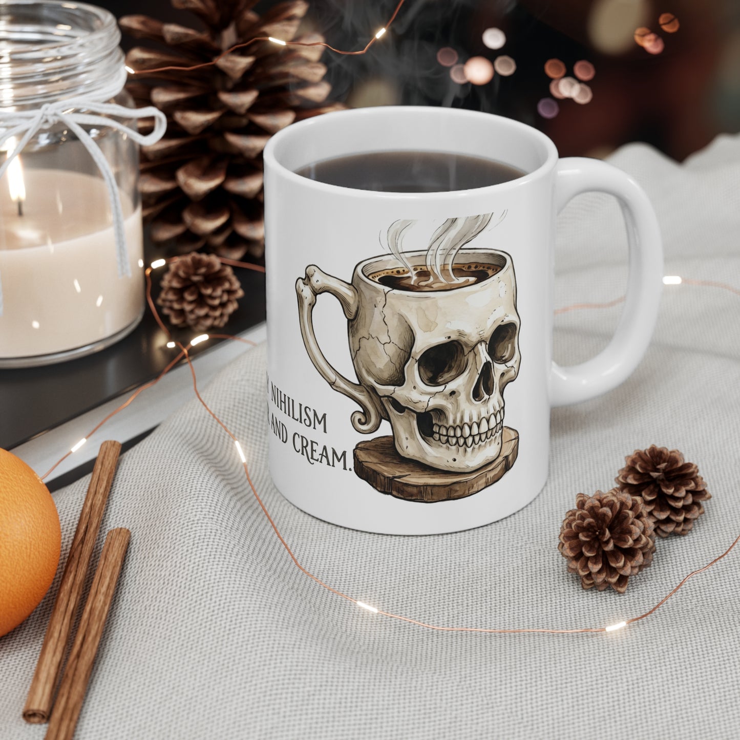VOID - Skull Coffee Mug — "I Like My Nihilism With Sugar and Cream" 11oz