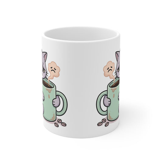 VOID - 11oz Mug — Sad Cat Hugging Coffee Cute Kawaii Cat Coffee Lover Gift