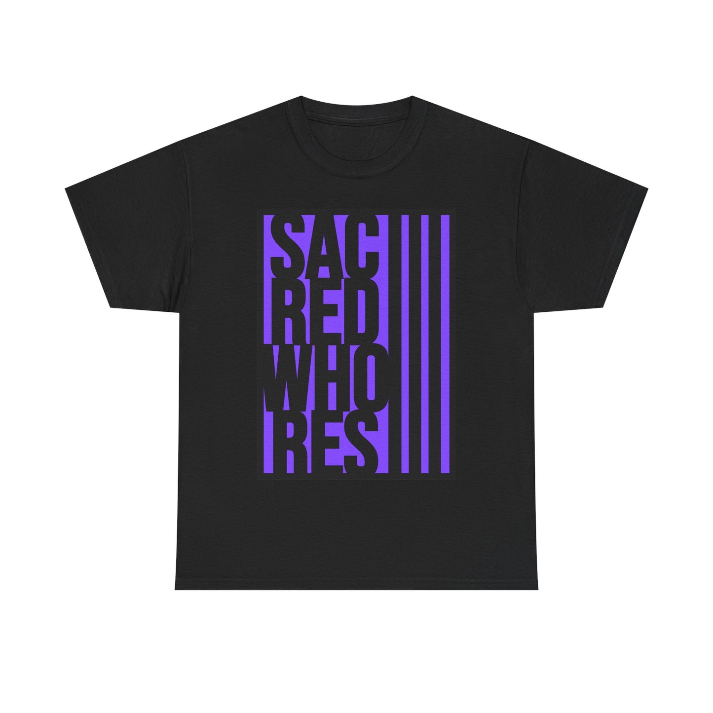 Sacred Whores - Graphic Tee — Bold Purple Typography T-Shirt