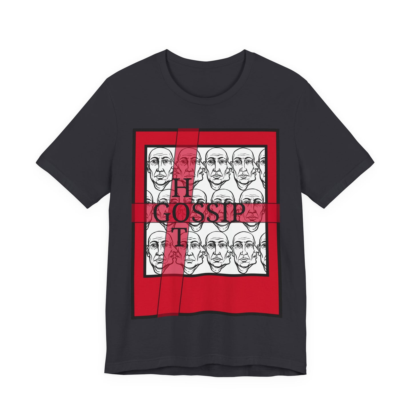 HotGossip - RedRibbon - Faces Graphic Tee — Red Block Art T-Shirt