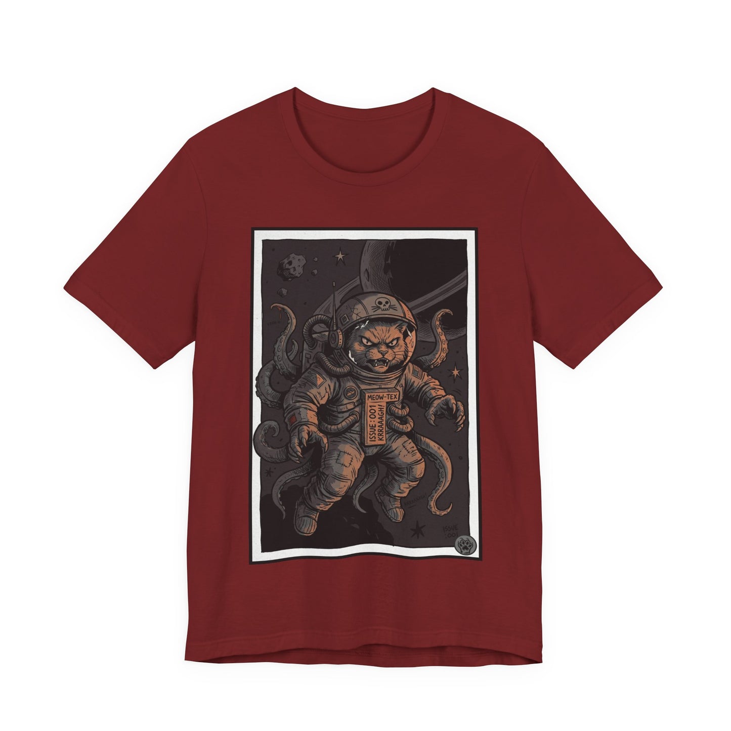 AlienCat Astronaut In Space! - Dark - Cat Graphic Tee – Space Cat with Tentacles Illustration