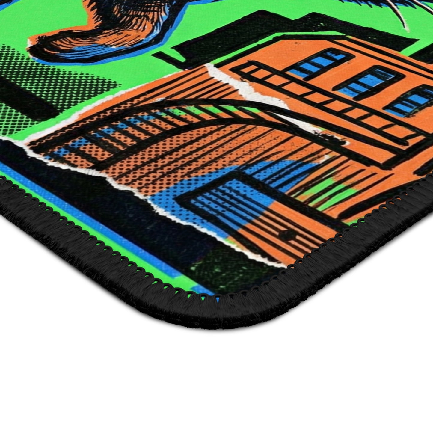 IndustrialCat - Green Collage Poster - Gaming Mouse Pad — Retro Industrial Angry Cat Design