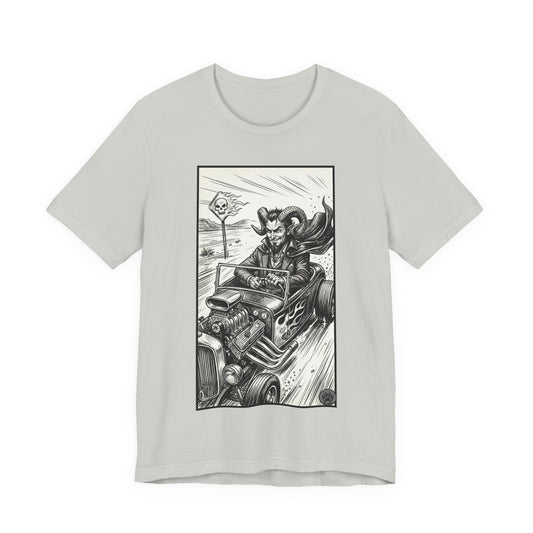 BLZB - Hot Rod Devil Driving T‑Shirt — Vintage Gothic Car Illustration Tee