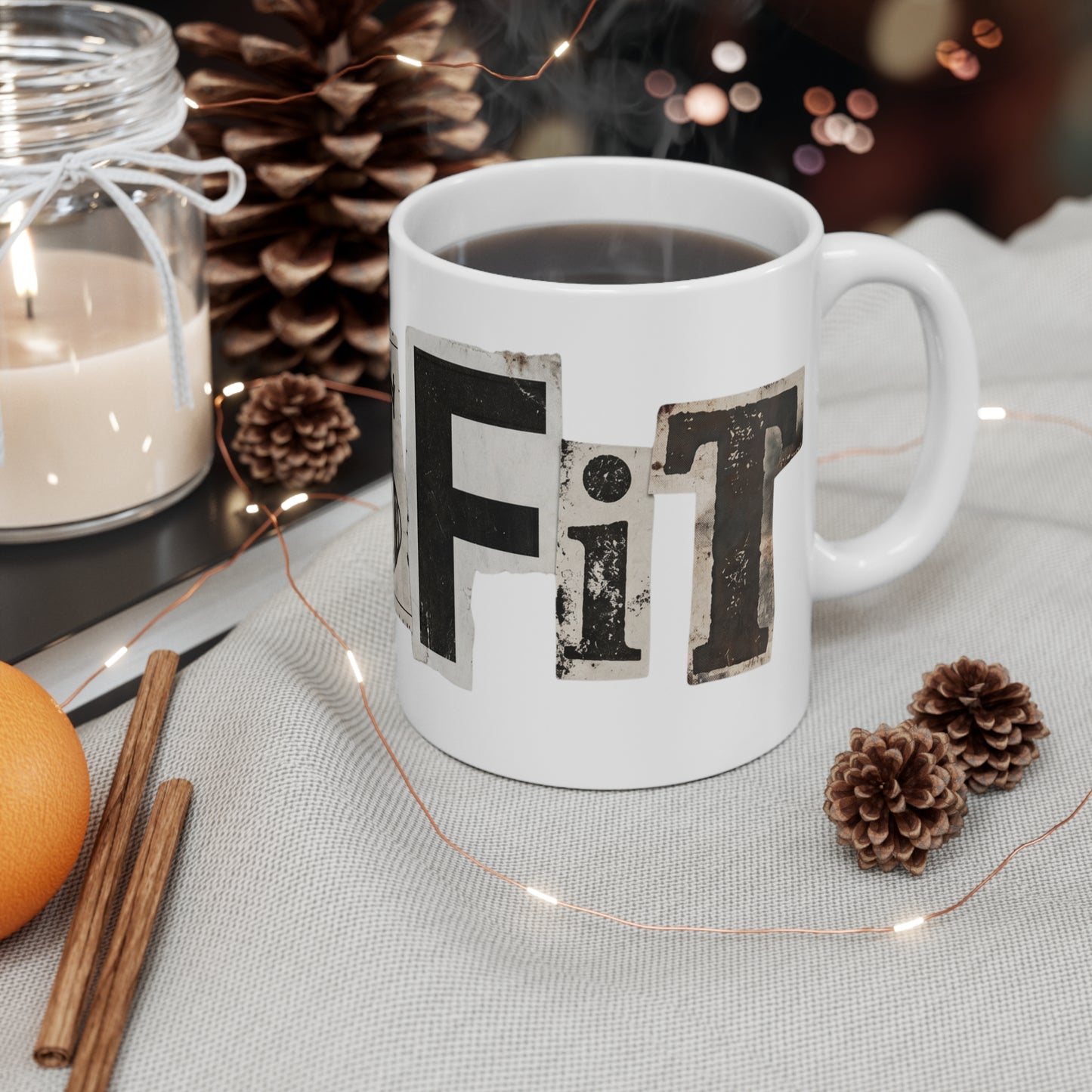 PBFMF - Misfit Wraparound - Ransom Note Style 'Misfit' 11oz Coffee Mug — Edgy Vintage Typography Gift