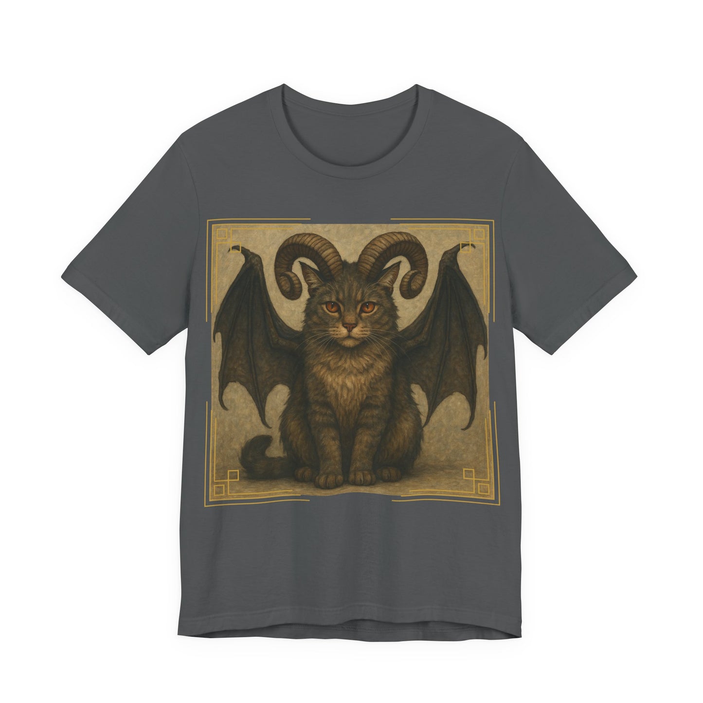 Folklore - Gothic Demon Cat T-Shirt — Horned Winged Feline Graphic Tee