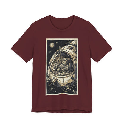 SpaceCat - To The Rescue! - Cat Astronaut in Rocket Capsule Graphic Tee – Vintage Style Space Pilot Illustration