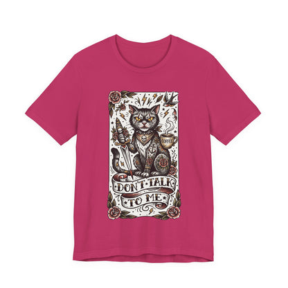 VOID - Don’t Talk to Me (Vertical) Cat T-Shirt — Gothic Tattoo Style Cat Graphic Tee