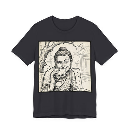 BadBuddha - Cheeseburger (Crop) - Buddha Eating A Delicious Juicy Cheeseburger Funny T‑Shirt Zen Humor
