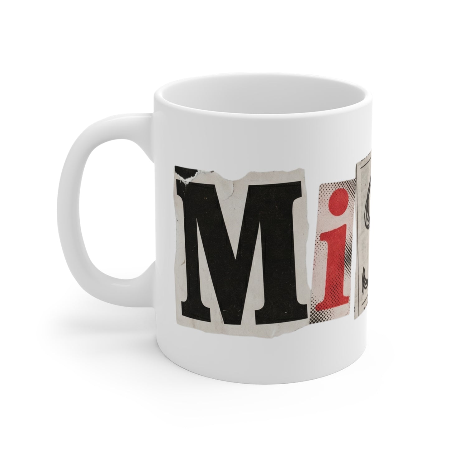 PBFMF - Misfit Wraparound - Ransom Note Style 'Misfit' 11oz Coffee Mug — Edgy Vintage Typography Gift