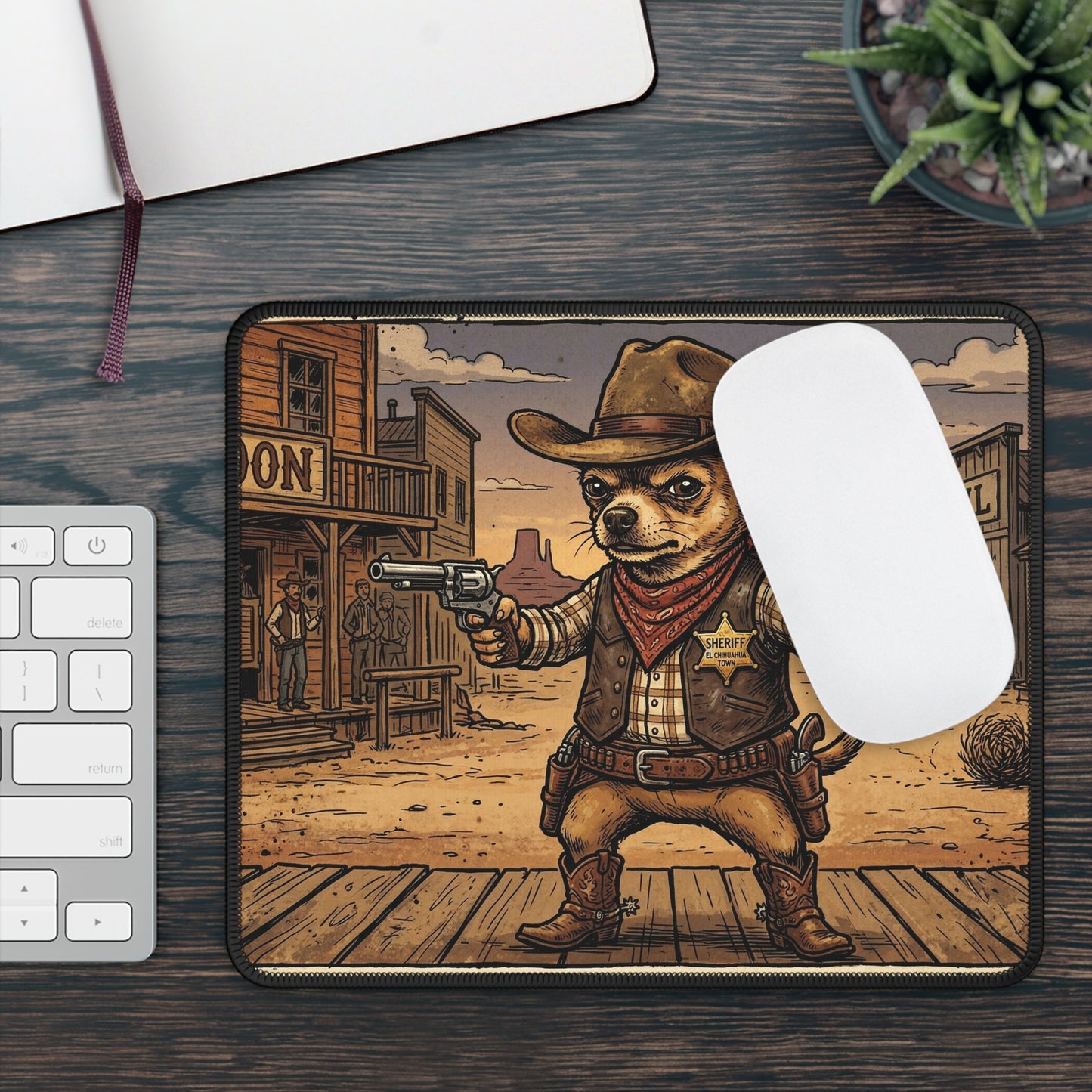 SheriffPaco - Western Chihuahua Sheriff - Wild West Saloon Gaming Mouse Pad
