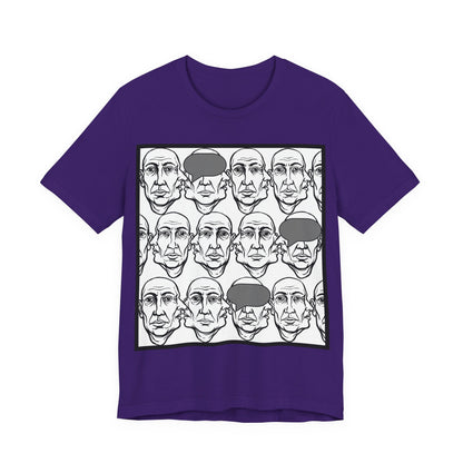 HotGossip - BlindedByGossip - Abstract Faces Pattern T-Shirt — Monochrome Repeating Portrait Graphic Tee