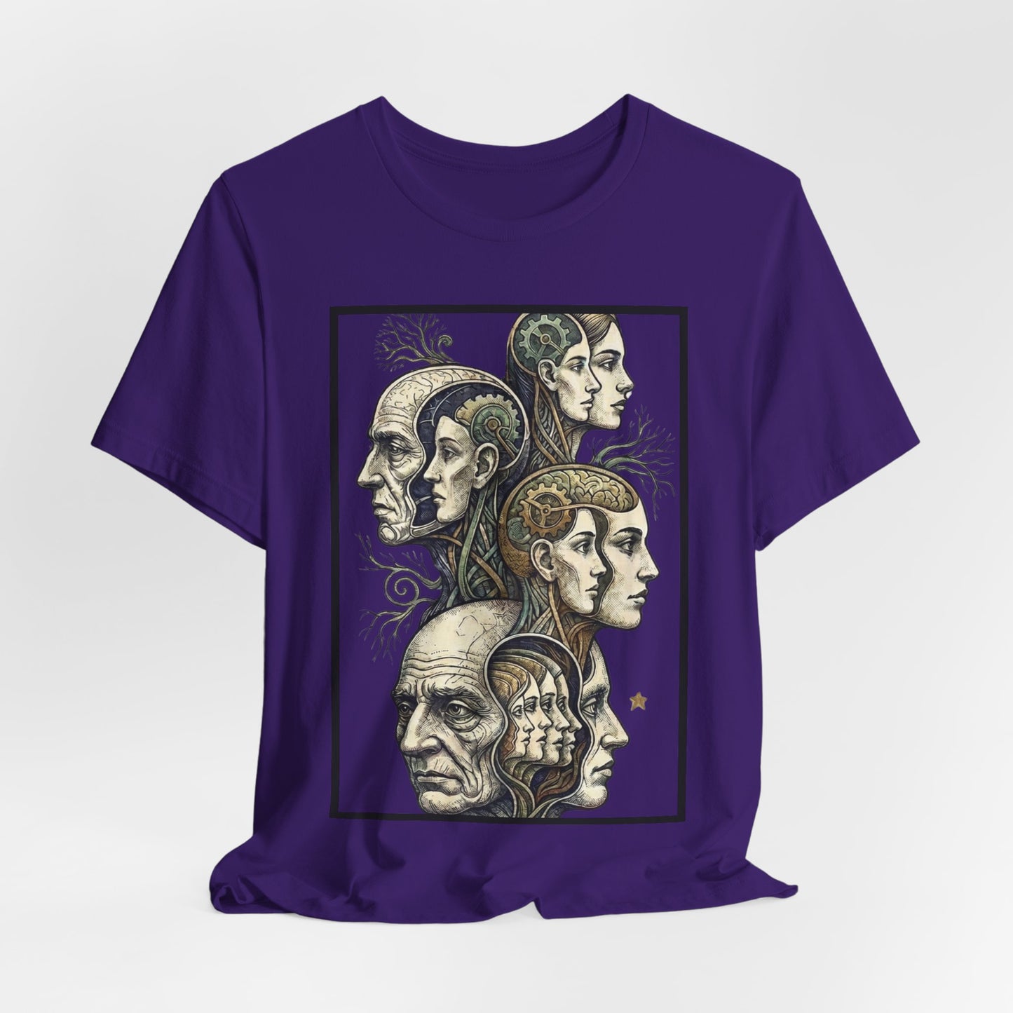Family of Thought - Crop - Evolution of Minds T-Shirt — Surreal Human Faces Art Tee