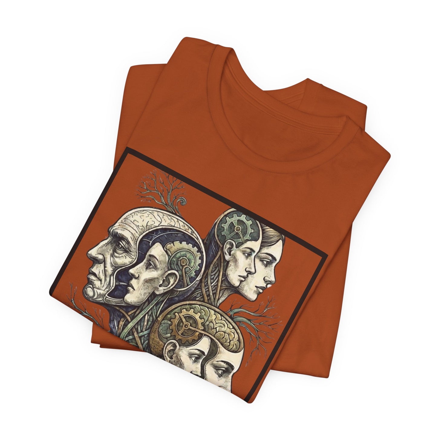 Family of Thought - Crop - Evolution of Minds T-Shirt — Surreal Human Faces Art Tee