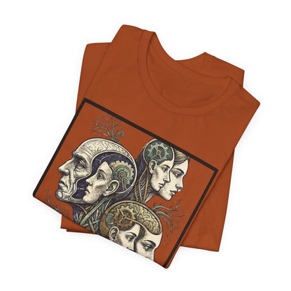 Family of Thought - Crop - Evolution of Minds T-Shirt — Surreal Human Faces Art Tee