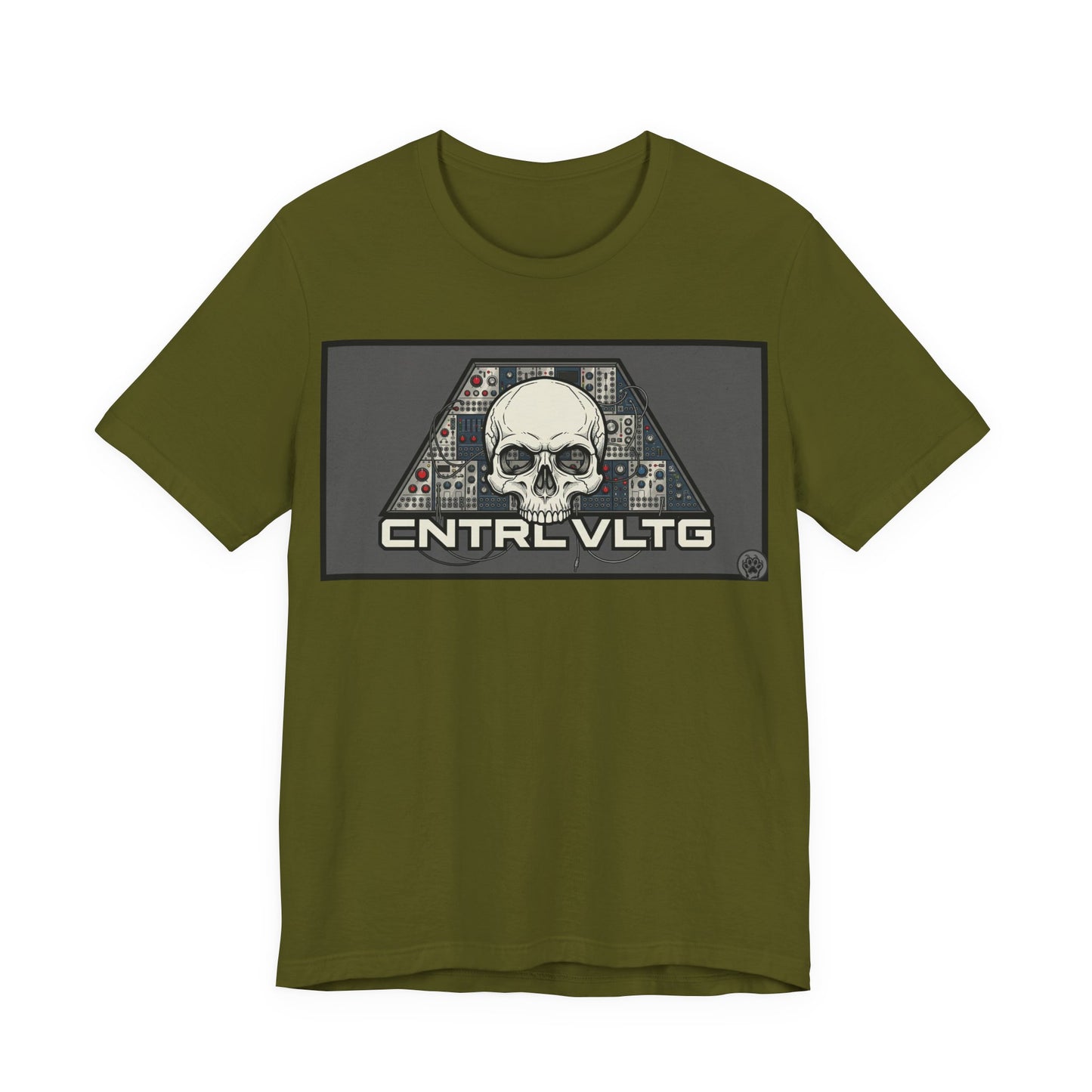 CV Control Voltage - TriBase Grey - Skull Modular Synth Analog Circuit 'CNTRL VLTG' Graphic Tee - Retro Tech Skull T-Shirt