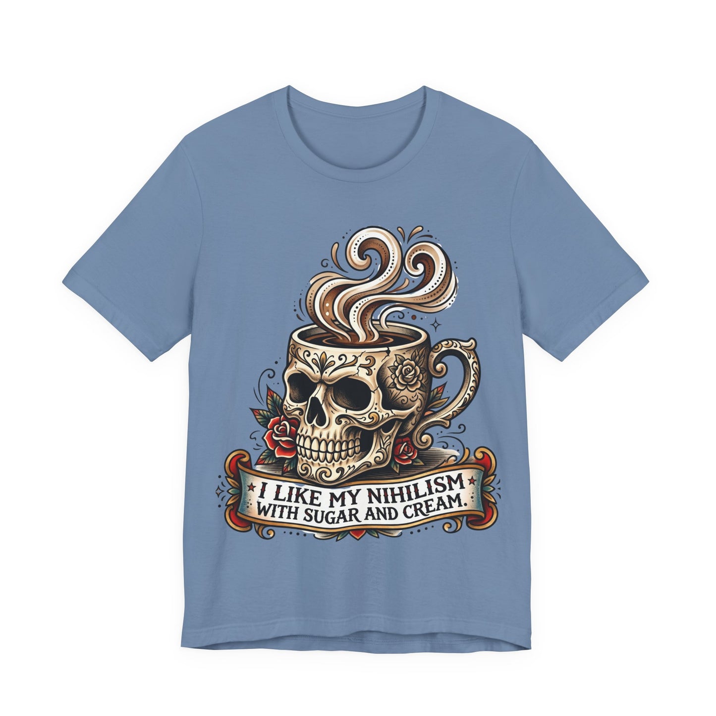 VOID - Skull Coffee Tee — "I Like My Nihilism With Sugar and Cream" Graphic T-Shirt