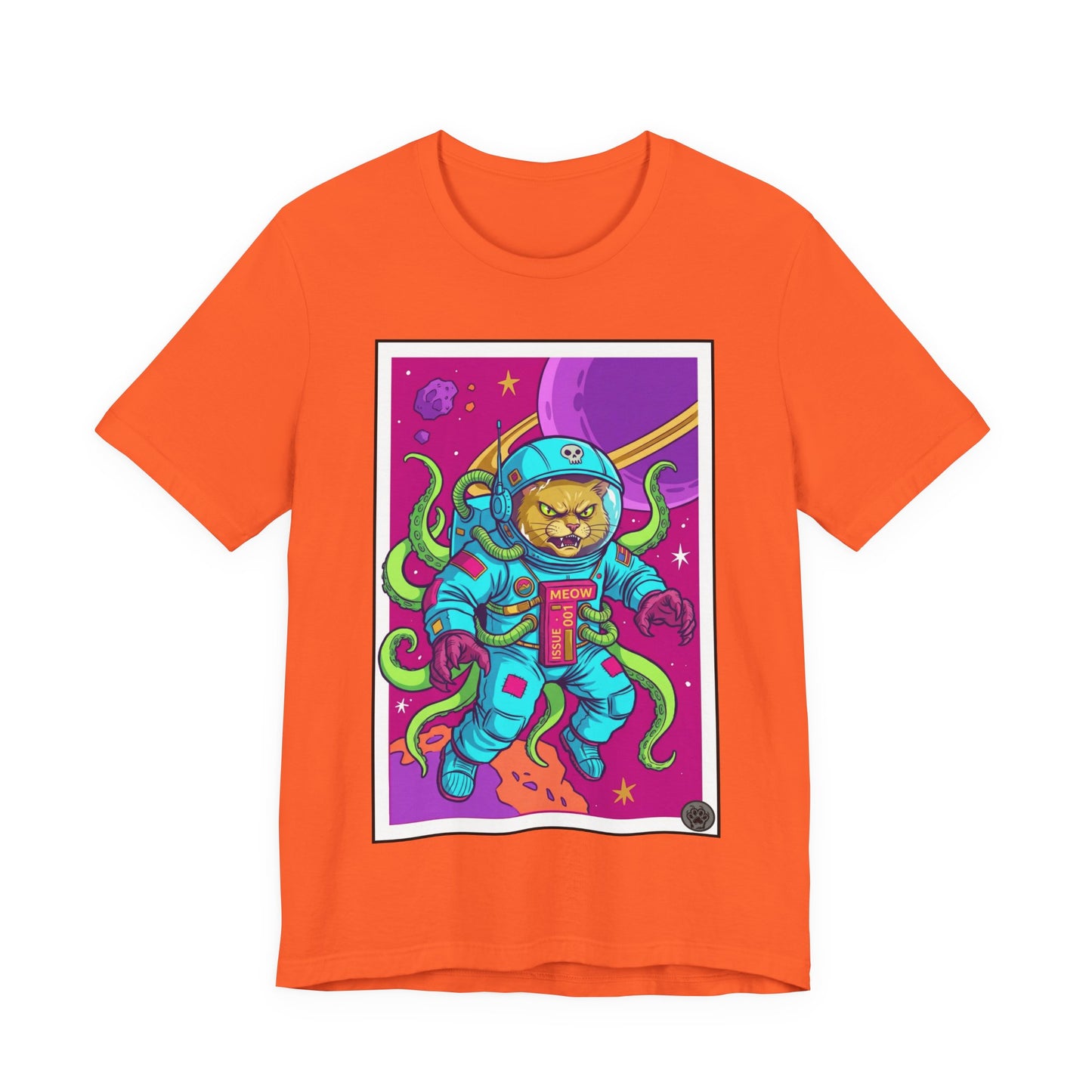 AlienCat Astronaut In Space! - Full Color! - Astronaut Cat Graphic Tee — Space Cat with Tentacles Illustration