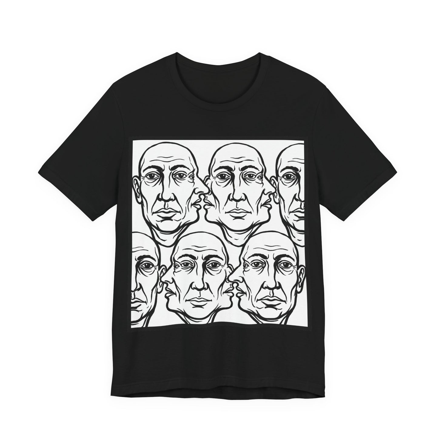 HotGossip - Version 2 - Monochrome Repeating Faces Tee – Abstract Expressionist Portrait T-Shirt